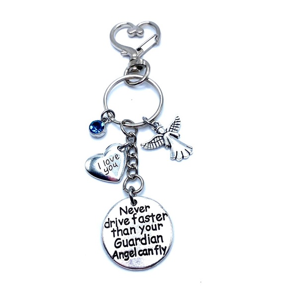 Never Drive Faster Than Your Guardian Angel Can Fly Keychain Bag Charm - Picture 5 of 7